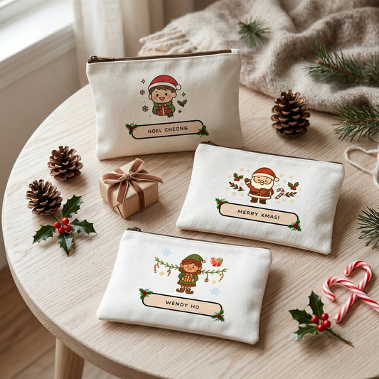 Custom Christmas Zipper Canvas Pouches | Name | Graduation | Appreciation | Farewell | Thank you