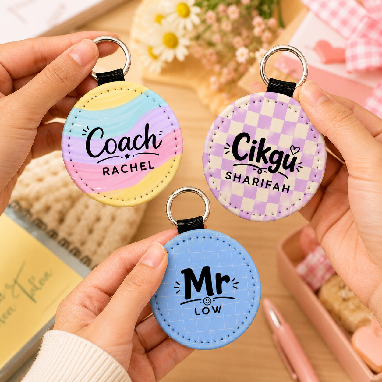 Teacher Salutation Round Name Key Tag