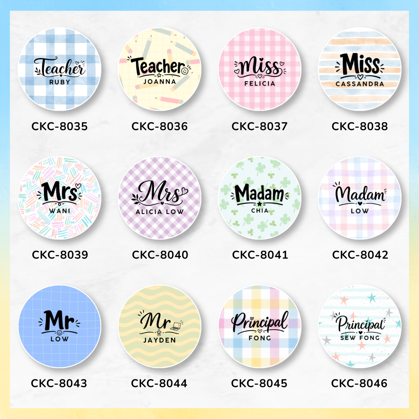 Teacher Salutation Round Name Key Tag