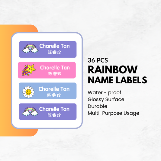 36pcs - Rainbow Name Labels