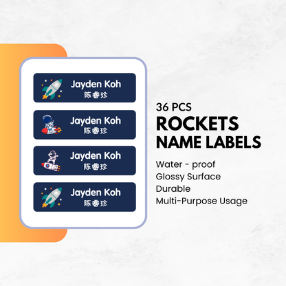 36pcs - Rockets Name Labels