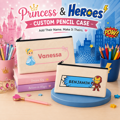 Superheroes & Princess Name Pencil Case
