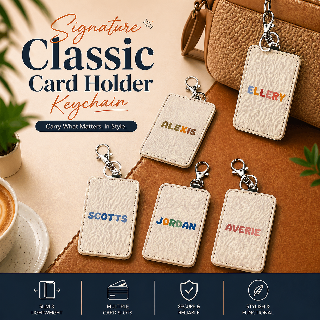 Signature Classic Name - Card Holder Keychain