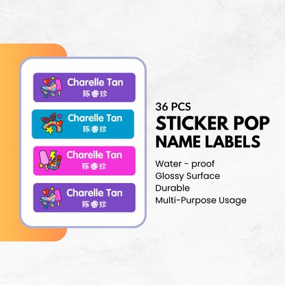 36pcs - Sticker Pop Name Labels