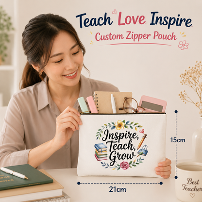 Teach Love Inspire Canvas Zipper Pouch