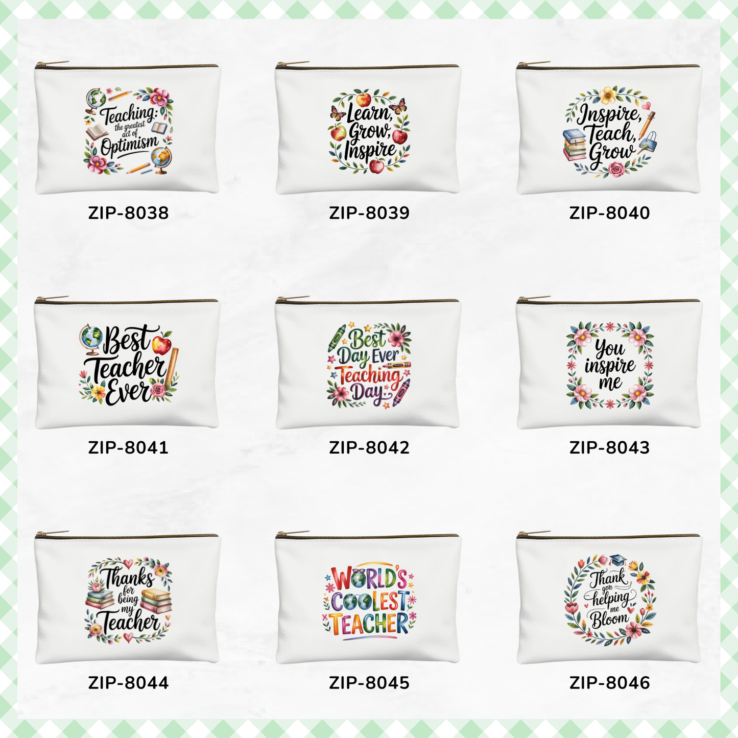Teach Love Inspire Canvas Zipper Pouch