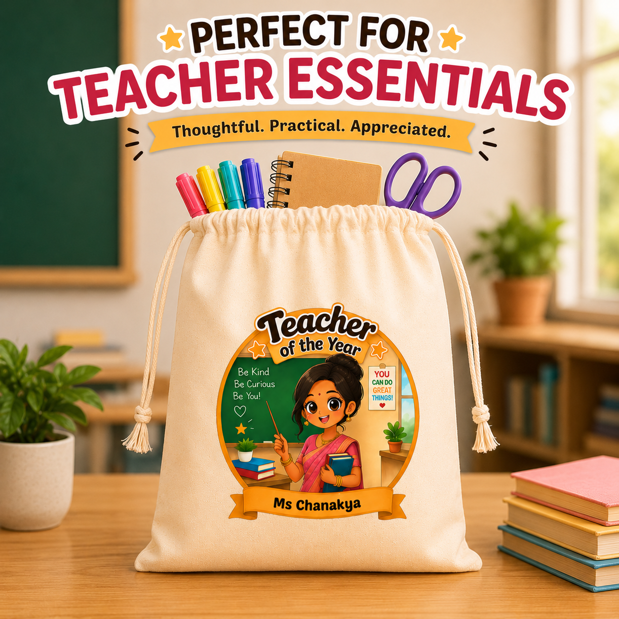 Teacher Of the Year Custom Favor Bags