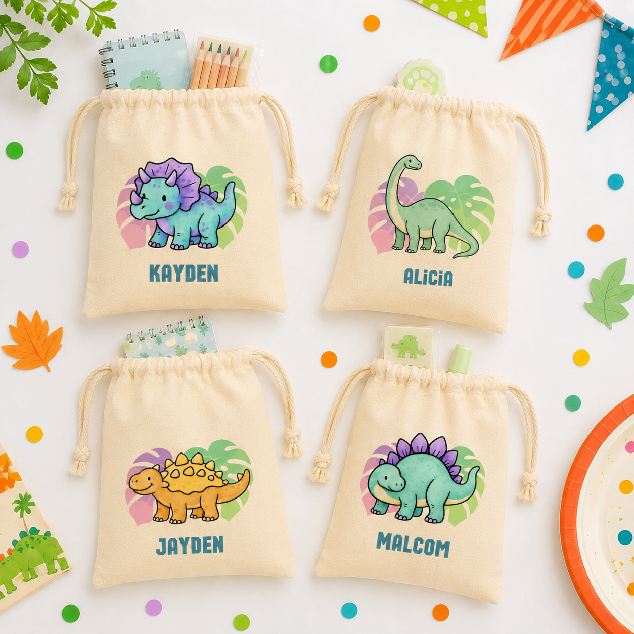 Tropical Dino Favor Bags
