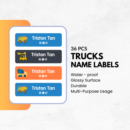 36pcs - Truck Name Labels