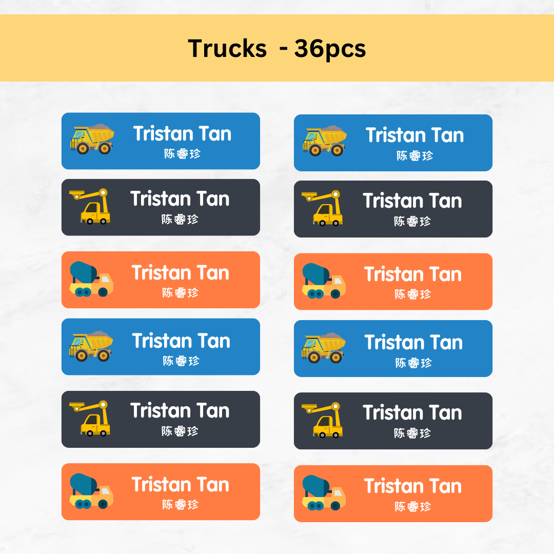 36pcs - Truck Name Labels