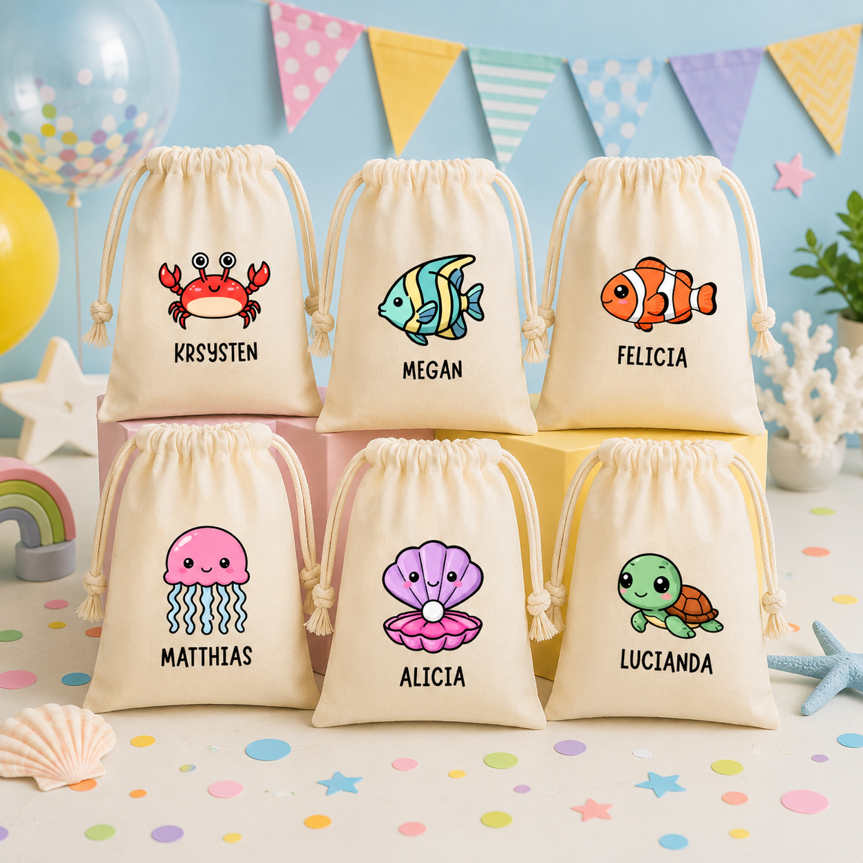 Under the Sea Animals Custom Favor Bags