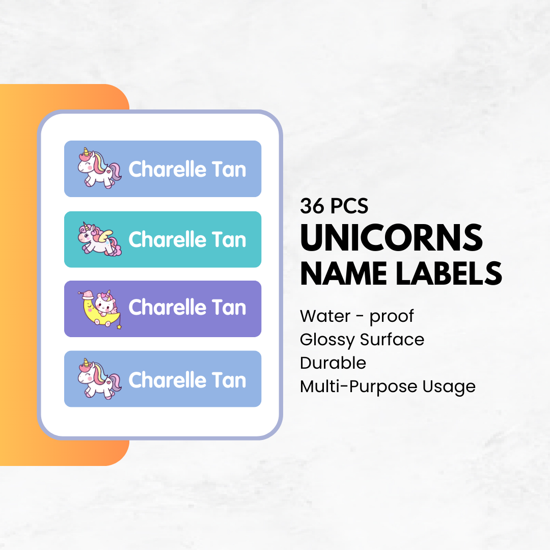 36pcs - Unicorns Name Labels