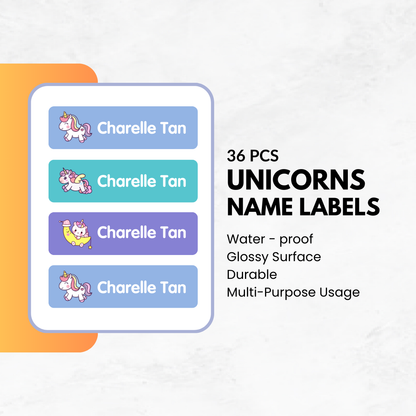 36pcs - Unicorns Name Labels