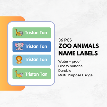 36pcs - Zoo Animals Name Labels