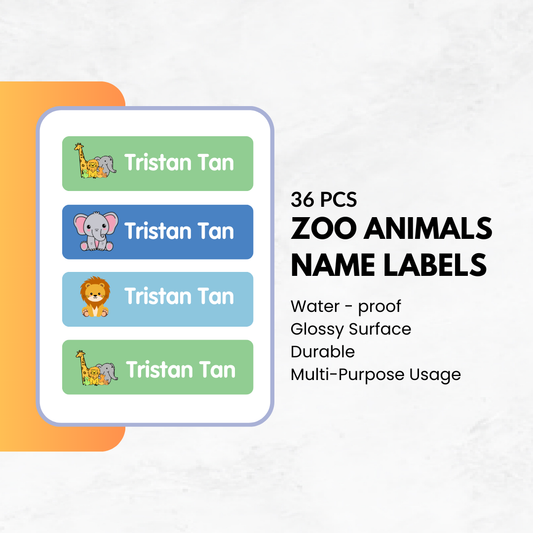 36pcs - Zoo Animals Name Labels